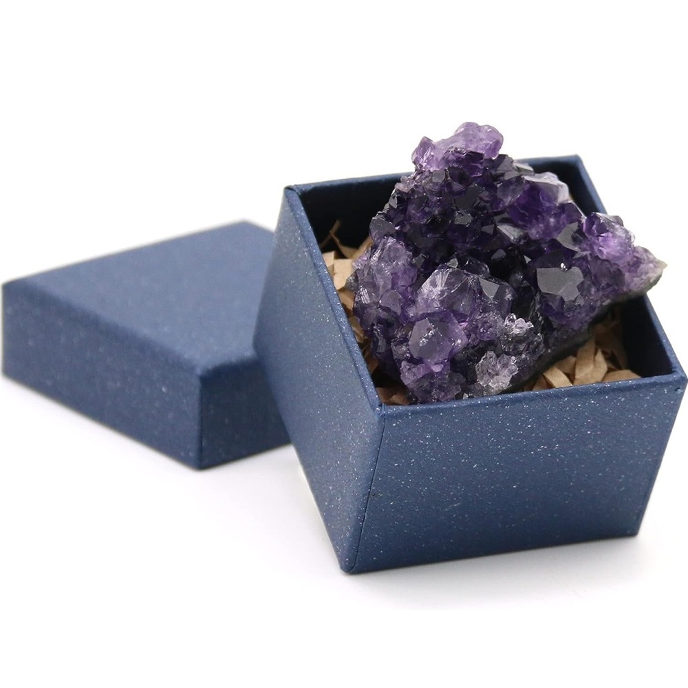 Small Amethyst  cluster Crystal Stone in box  0.2 lbs